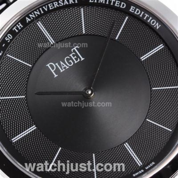 Piaget Altiplano Unitas 6497 Movement with Black Dial-Leather Strap