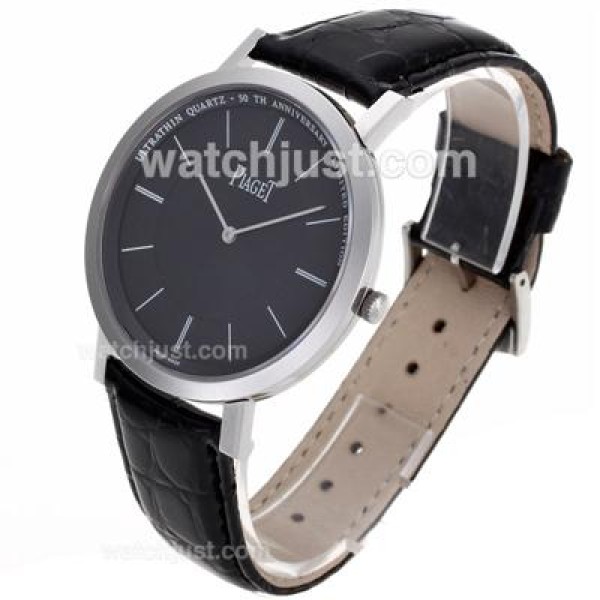 Piaget Altiplano Unitas 6497 Movement with Black Dial-Leather Strap