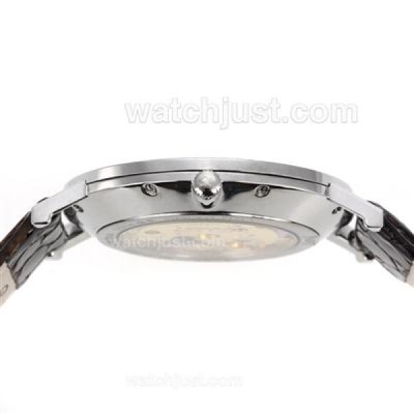 Piaget Altiplano Unitas 6497 Movement Diamond Bezel with White Dial-Leather Strap