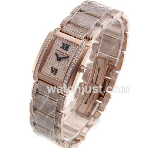Perfect Replica Patek Philippe Twenty-4 Champagne Dials Rose Gold Cases Online