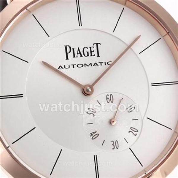 Piaget Altiplano Automatic Rose Gold Case with White Dial-Leather Strap