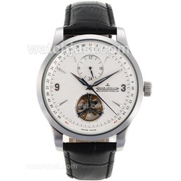 Jaeger-Lecoultre Master Control Tourbillon Automatic with White Dial-Leather Strap