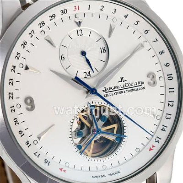 Jaeger-Lecoultre Master Control Tourbillon Automatic with White Dial-Leather Strap