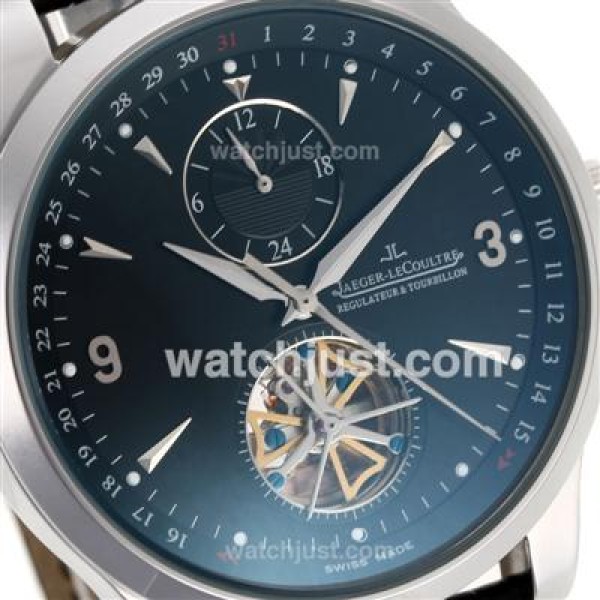 Jaeger-Lecoultre Master Control Tourbillon Automatic with Black Dial-Leather Strap