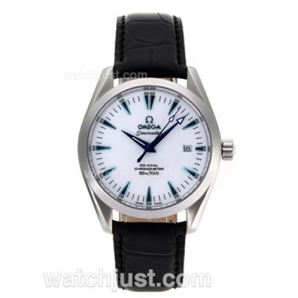 Omega Seamaster Co-Axial Automatic Blue Stick Markers with White Dial-Sapphire Glass