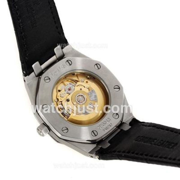 Audemars Piguet Royal Oak Swiss ETA 2824 Movement Diamond Bezel with Gray Checkered Dial-Leather Strap