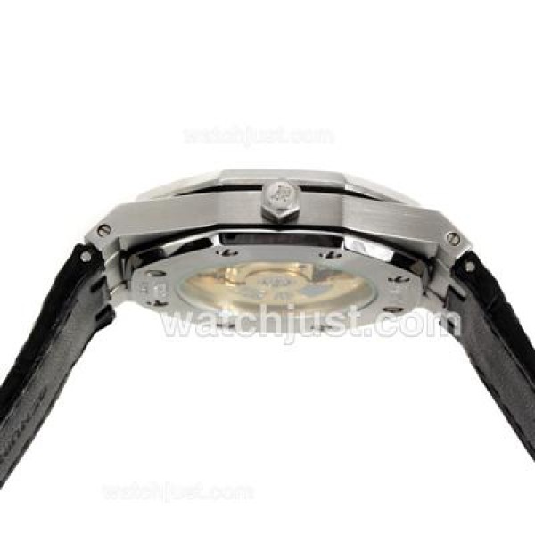 Audemars Piguet Royal Oak Swiss ETA 2824 Movement Diamond Bezel with Gray Checkered Dial-Leather Strap
