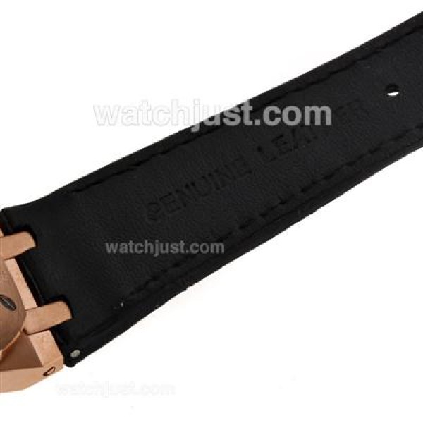 Audemars Piguet Royal Oak Swiss ETA 2824 Movement Rose Gold Case with Gray Checkered Dial-Leather Strap