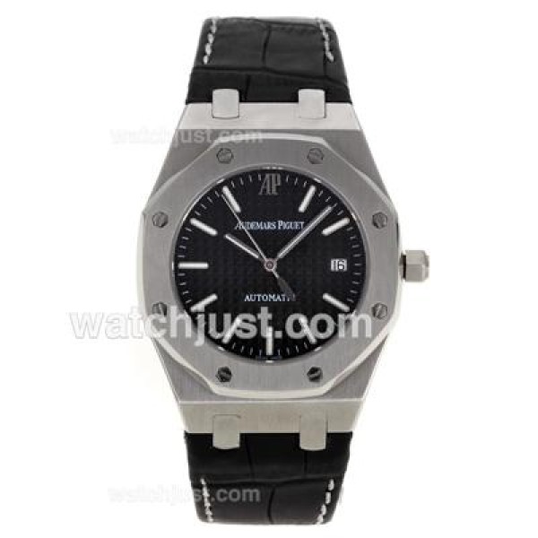 Audemars Piguet Royal Oak Swiss ETA 2824 Movement with Black Checkered Dial-Leather Strap