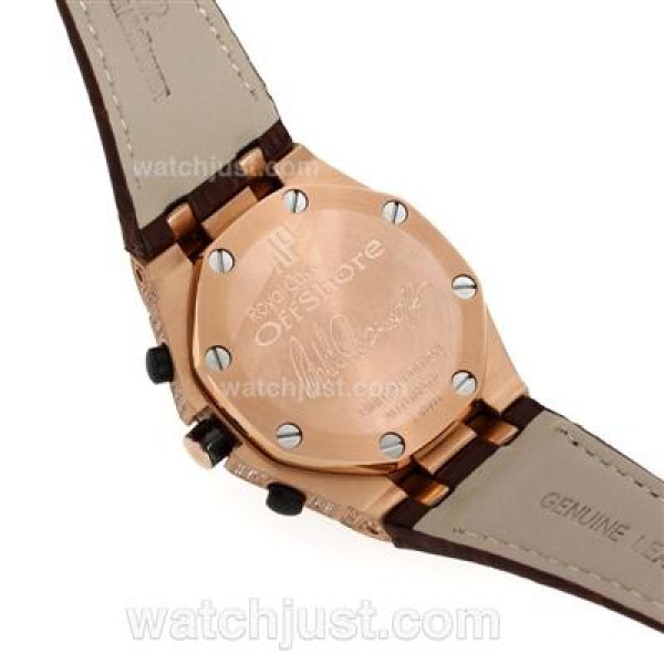 Audemars Piguet Royal Oak Offshore Chronograph Swiss Valjoux 7750 Movement Rose Gold Case Diamond Bezel and Case with Whi