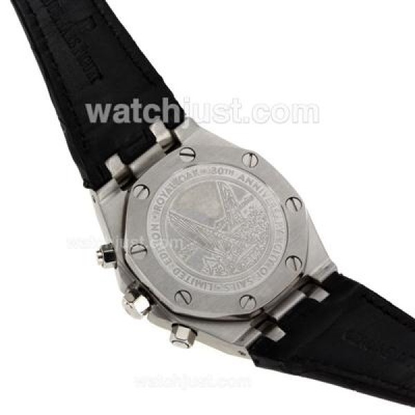 Audemars Piguet Royal Oak Chronograph Swiss Valjoux 7750 Movement Diamond Bezel with White Checkered Dial-Leather Strap