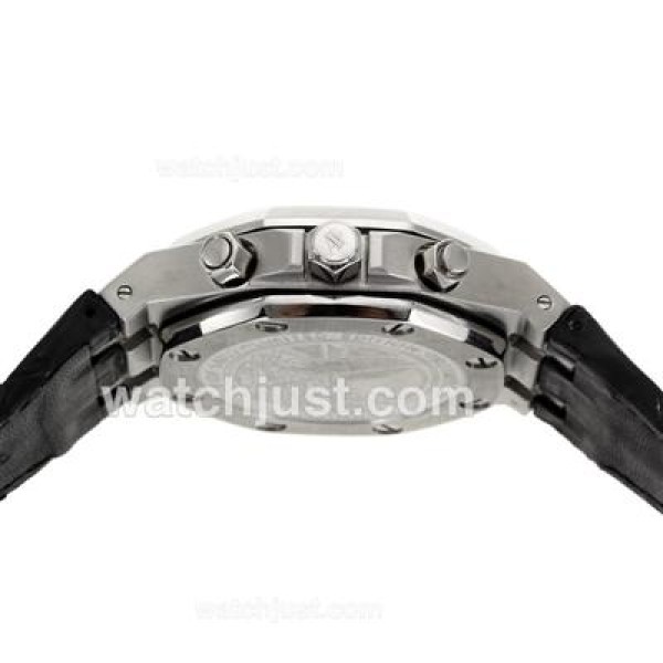 Audemars Piguet Royal Oak Chronograph Swiss Valjoux 7750 Movement Diamond Bezel with White Checkered Dial-Leather Strap