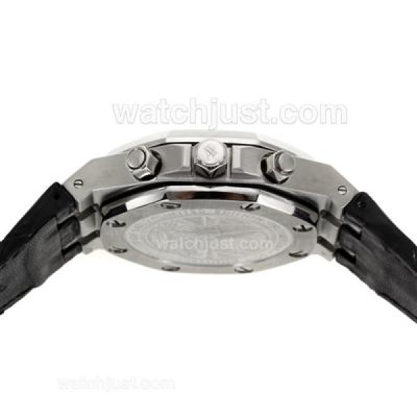 Audemars Piguet Royal Oak Chronograph Swiss Valjoux 7750 Movement Diamond Bezel with Black Checkered Dial-Leather Strap