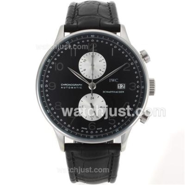 IWC Portuguese Automatic with Black Dial-Leather Strap
