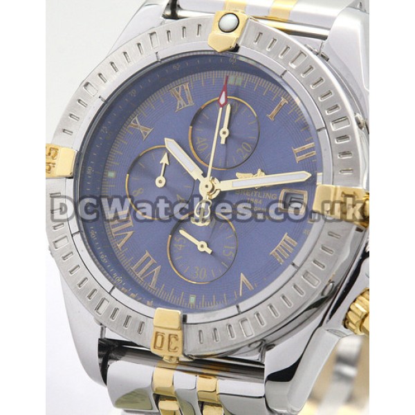 43.7 MM Breitling Chronomat Evolution Blue Baton Dial Replica Watches
