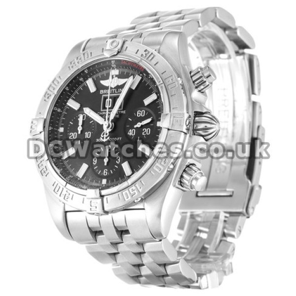 Breitling Blackbird Black Baton Dial Silver Bracelet Replica Watches