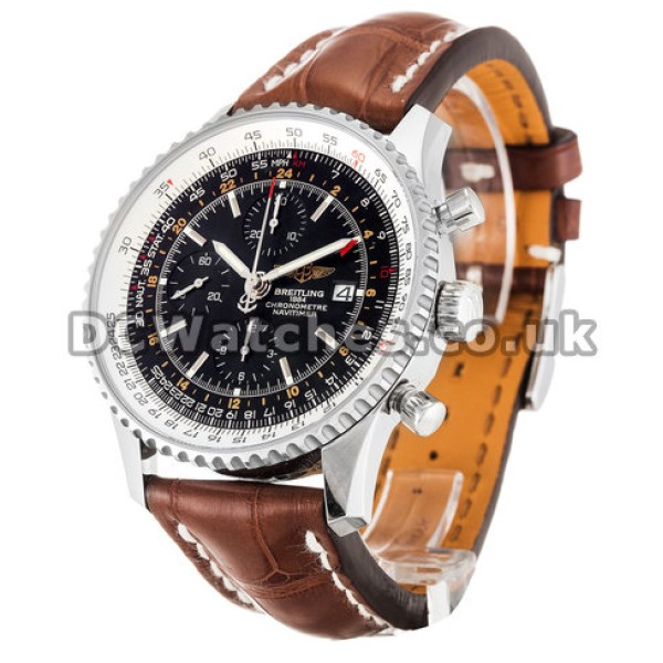 New Black Dial Breitling Navitimer World Replica Watches Sale For UK