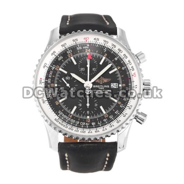 UK Elegant Breitling Black Dial Navitimer World 46MM Replica Watches