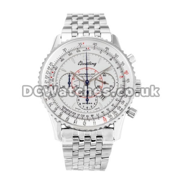 Popular Steel White Breitling Montbrillant 42MM Replica Watches Sale For UK