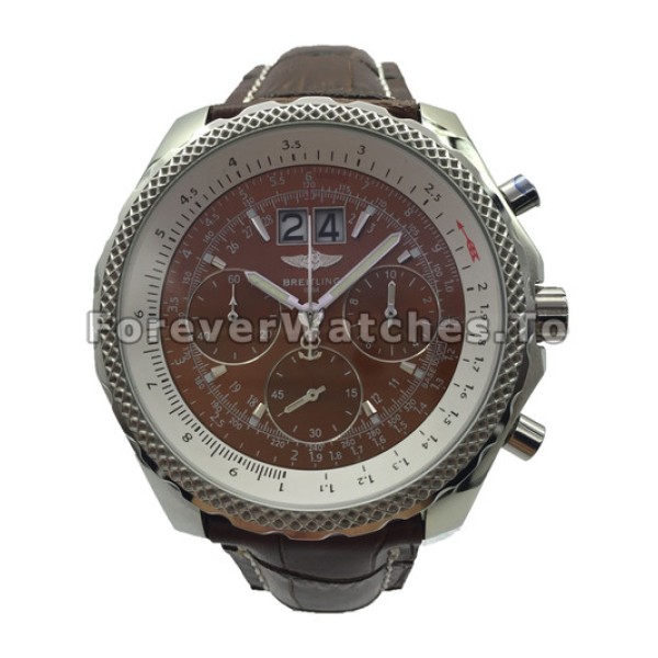 Fake Breitling Bentley 6.75 Brown Dial Brown Leather Strap Watches
