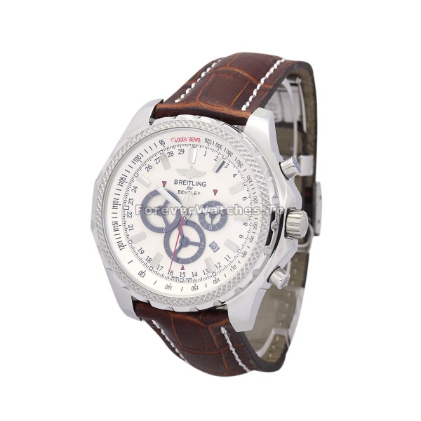 Cheap Breitling Bentley GT Burgundy Crocodile Strap White Dial Copy Watches