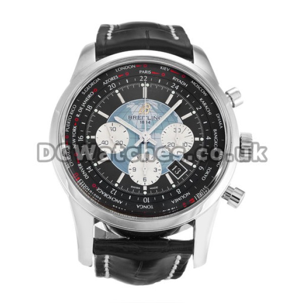 Best Copy Breitling Transocean Chronograph Black Crocodile Strap Black Baton Dial Watches