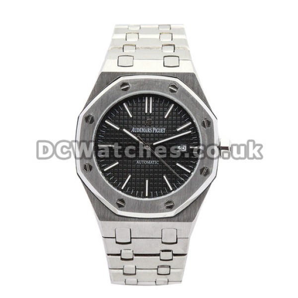 Sturdy Steel Audemars Piguet Royal Oak Black Dial Replica Watches For Men