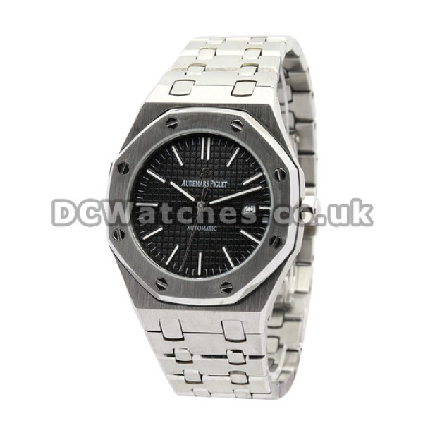 Sturdy Steel Audemars Piguet Royal Oak Black Dial Replica Watches For Men