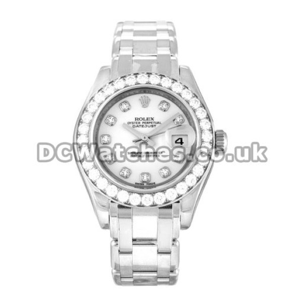 AAA Quality Rolex Pearlmaster Fake Watches With White Dials For Women