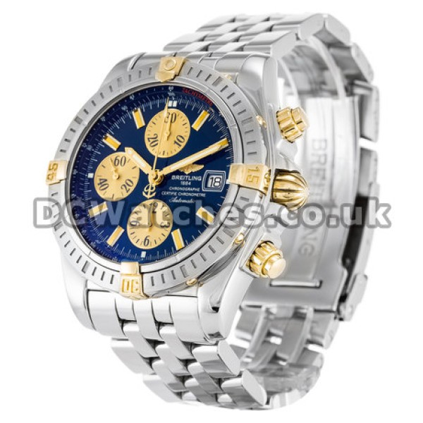 Cheap Breitling Chronomat Evolution Blue Baton Dial Steel Bracelet Fake Watches