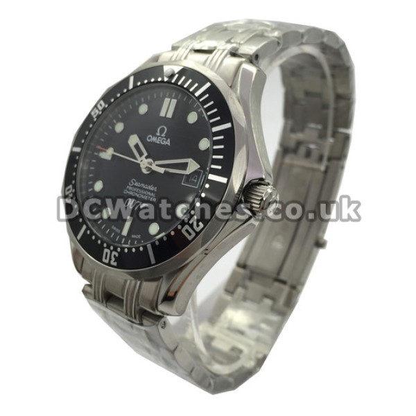 High-quality Steel Black Dial Omega Seamaster Replica Watches For Men