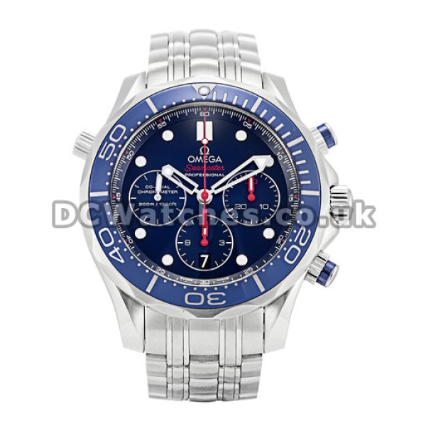 Popular Blue Omega Seamaster Copy Watches With Steel Bracelet For Men
