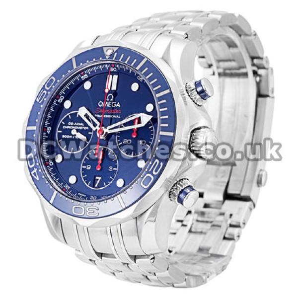 Popular Blue Omega Seamaster Copy Watches With Steel Bracelet For Men