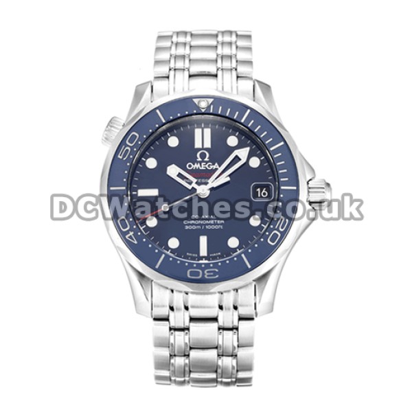 Pretty Steel 43MM Omega Seamaster Blue Dial Copy Watches For Men