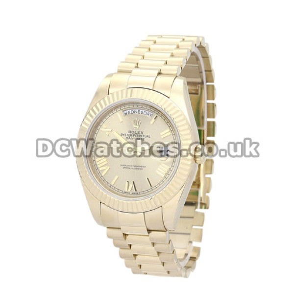 Perfect 1:1 Rolex Day-Date II 218238 Fake Watches With Gold Dials For Sale
