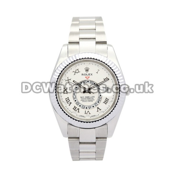 Elegant White Gold Rolex Sky-Dweller 42MM Replica Watches For Men