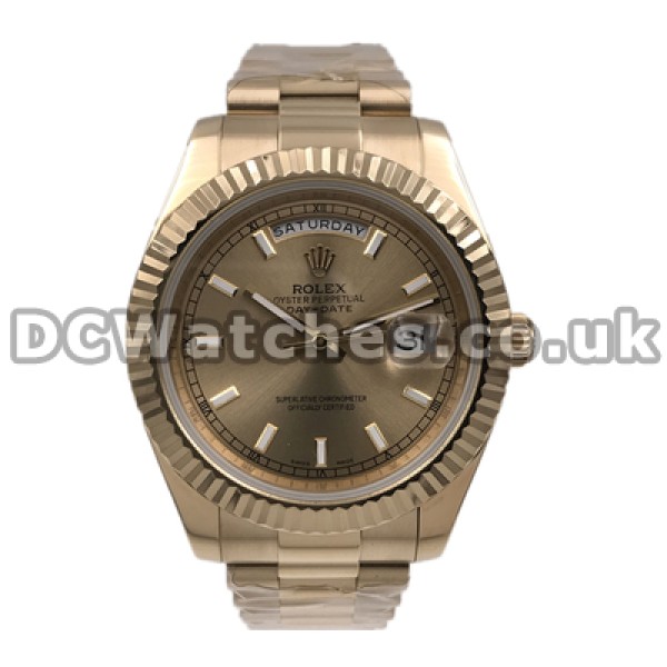 Male Yellow Gold Fake Rolex Day-Date II Automatic Watches In 41MM