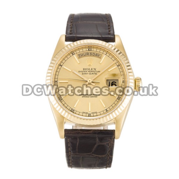 Day-Date Rolex 36 MM Champagne Baton Dial Replica Watches