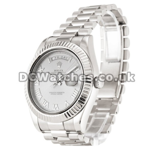 NEW Day-Date II 41 MM White Gold Case Silver Dial Replica Watches
