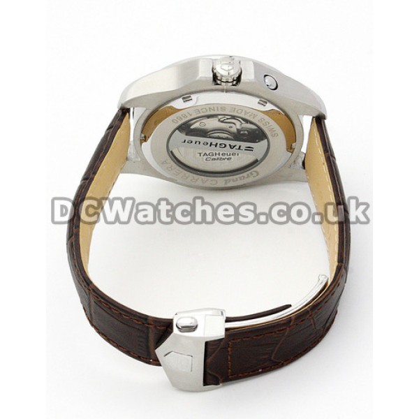 Crocodile Brown Strap Replica Tag Heuer Grand Carrera Fake Watches