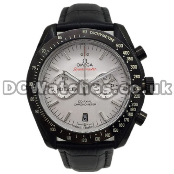 Unique Black Ceramic Cases Omega Speedmaster White Dials Copy Moonwatches For Men