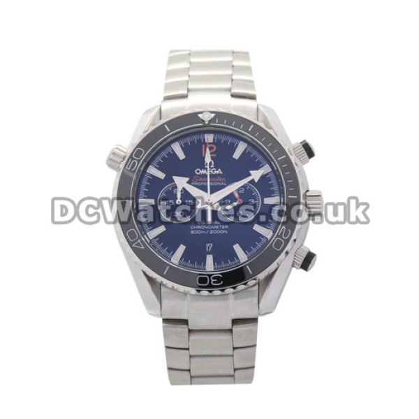 UK Practical Blue Dial Omega Speedmaster Date 38MM Fake Watches Steel Bracelet