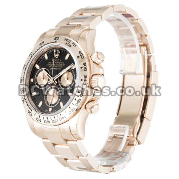 UK 1:1 Wholesale Replica Rolex Daytona Black Baton Dial 40 MM Watches With Rose Gold
