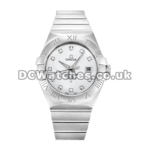 31MM Omega Constellation Copy Steel Case White Mother of Pearl Dial Watches