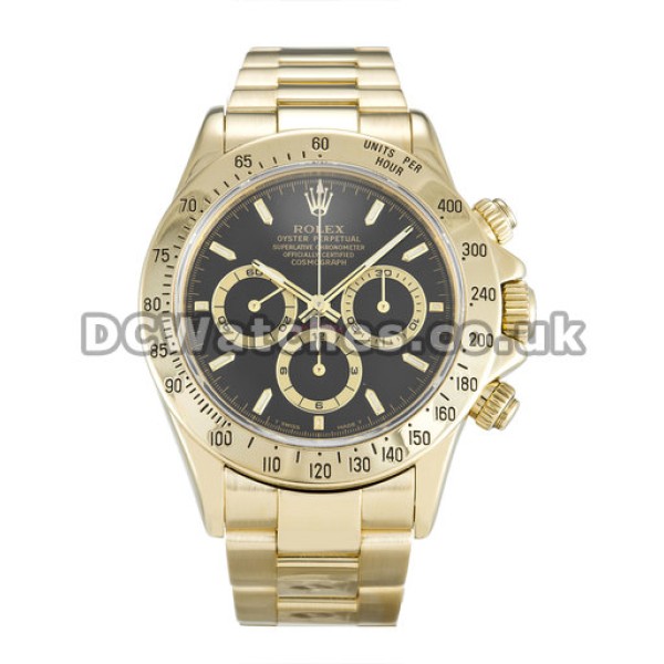 UK Rolex Daytona 16528 Yellow Gold Cases Mens 40 MM Replica Watches