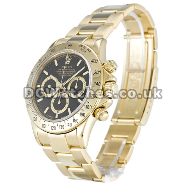 UK Rolex Daytona 16528 Yellow Gold Cases Mens 40 MM Replica Watches