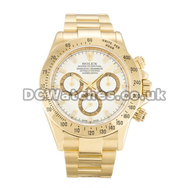 UK Rolex Daytona 116528 Yellow Gold Cases Mens 40 MM Replica Watches