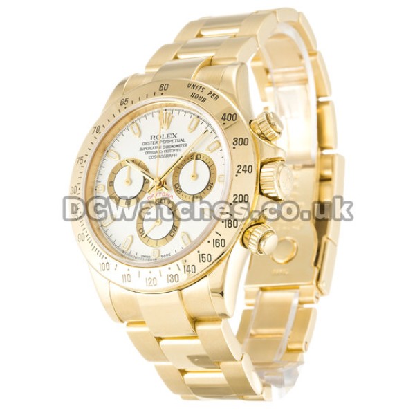 UK Rolex Daytona 116528 Yellow Gold Cases Mens 40 MM Replica Watches