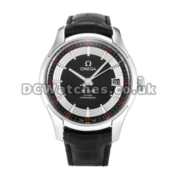 41 MM Omega De Ville Hour Vision 431.33.41.21.01.001 Black Crocodile Bracelet Replica Watches