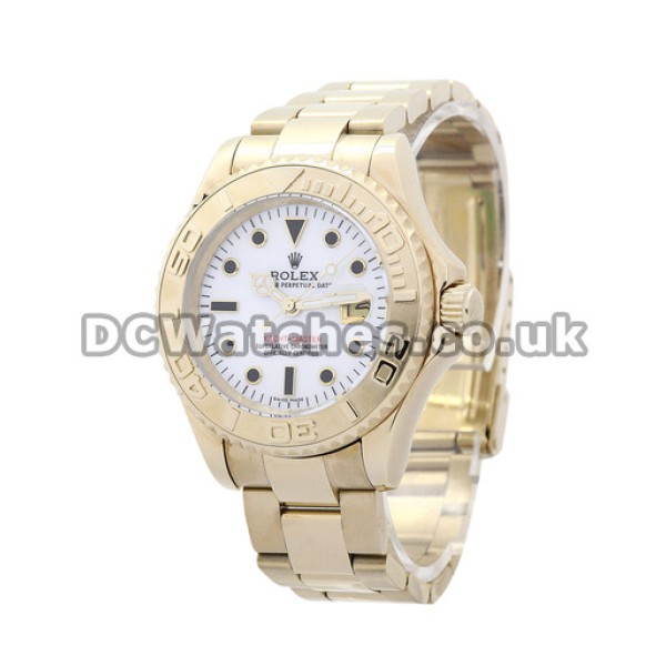 High Quality Rolex Yacht-Master Replica Watches With White Dials And Gold Cases Online